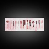 Framed Canvas Print of Makeup Brushes and Combs in Pink Ideal Gift Idea with Whimsical Art for Vanity or Beauty Room Wall Decor