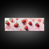 Strawberry Fruit Kitchen Art Framed Canvas Print Rustic Decor Horizontal Wall Art Living Room Art Whimsical Botanical Prints