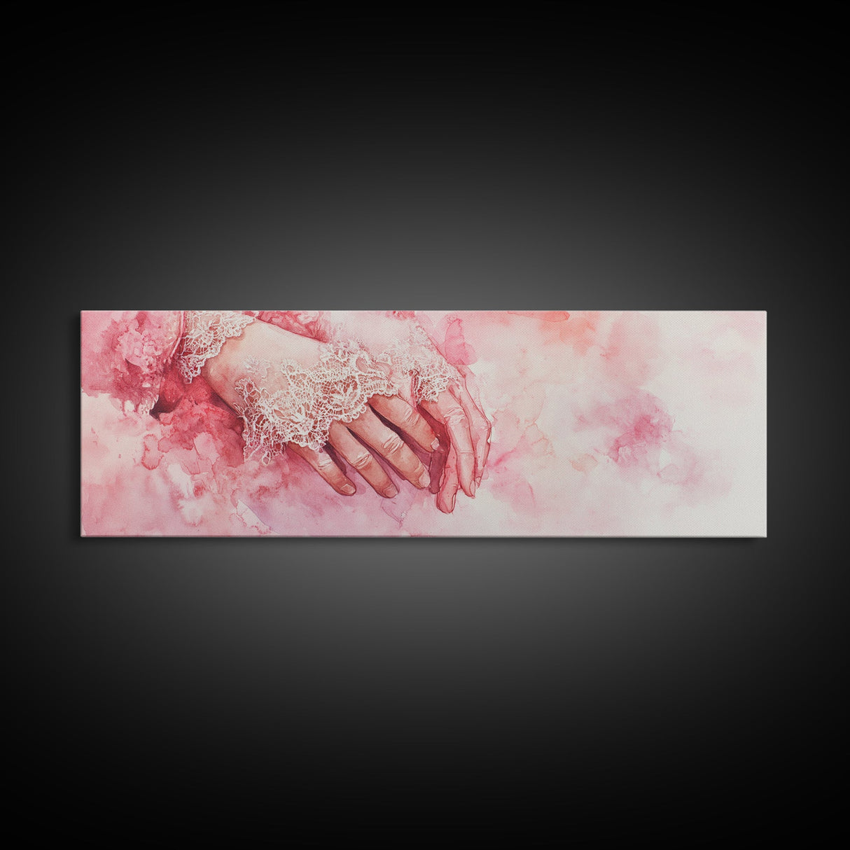 Elegant Lace Hands Canvas Print Feminine Glam Art Light Pink Wall Art Romantic Home Decor Vertical Artwork Gift Idea For Her