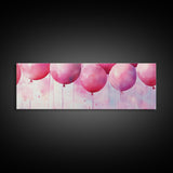 Balloon Party Canvas Print Whimsical Art Pink Abstract Art Light Pink Wall Art Above Sofa Decor Fun Kids Room Artwork Gift Idea