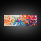 Neurons Framed Canvas Print Science Art Abstract Brain Art Whimsical Modern Wall Decor Perfect for Study Therapy Office Living Room