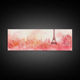Eiffel Tower Blush Sky Canvas Print, Paris Landscape Art, Light Pink Wall Art, Romantic Artwork, Gift Idea For Her, Extra Wide Art