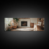 Framed Canvas Print Cozy Farmhouse Art Rustic Decor Wicker Charm Living Room Above Sofa Wall Art Warm Tones Gift Idea