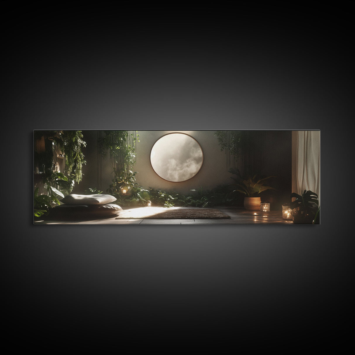 Zen Canvas Print Minimalist Indoor Jungle Art Peaceful Boho Decor Relaxing Yoga Art Bedroom Wall Art Nature Inspired