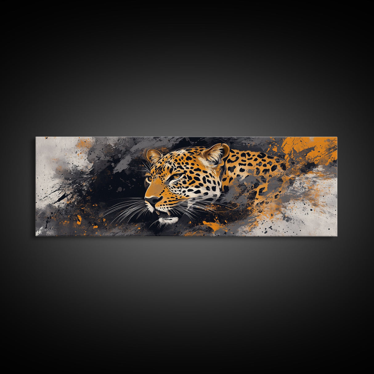 Dynamic Jungle Leopard Framed Canvas Print - Bold Wildlife Painting, African Wall Art, Safari Decor, Gift Idea For Him, Bedroom Wall Accent