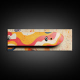 Vibrant Pop Art Skateboard Canvas Print - Abstract Graffiti Wall Art, Retro Colorful Teen Room Decor, Urban Bedroom Accent Piece