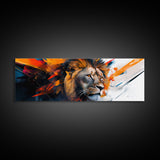 Vibrant Lion Abstract Framed Canvas Print, Lion Wall Art, Colorful Painting, Rustic Wall Art, Gift Idea, Above Couch Art, Living Room Decor