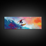 Coastal Canvas Print of Abstract Surf Wall Art with Bright Blue Waves, Nautical Painting, Coastal Cowgirl Wall Art, Gift Idea