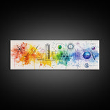 Vibrant Canvas Print of Colorful Science Art with Abstract Chemistry Diagrams, Therapy Art, Brain Art, Guest Room Art, Extra Wide Art