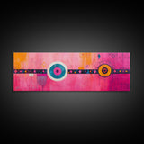 Pink Geometric Abstract Canvas Print Modern Wall Art Whimsical Boho Design Minimalist Art Long Narrow Extra Wide Statement Piece