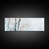Birch Tree Art Framed Canvas Print, Neutral Landscape Painting Autumn Decor, Rustic Minimalist Wall Art Gift Idea Above Bed Design