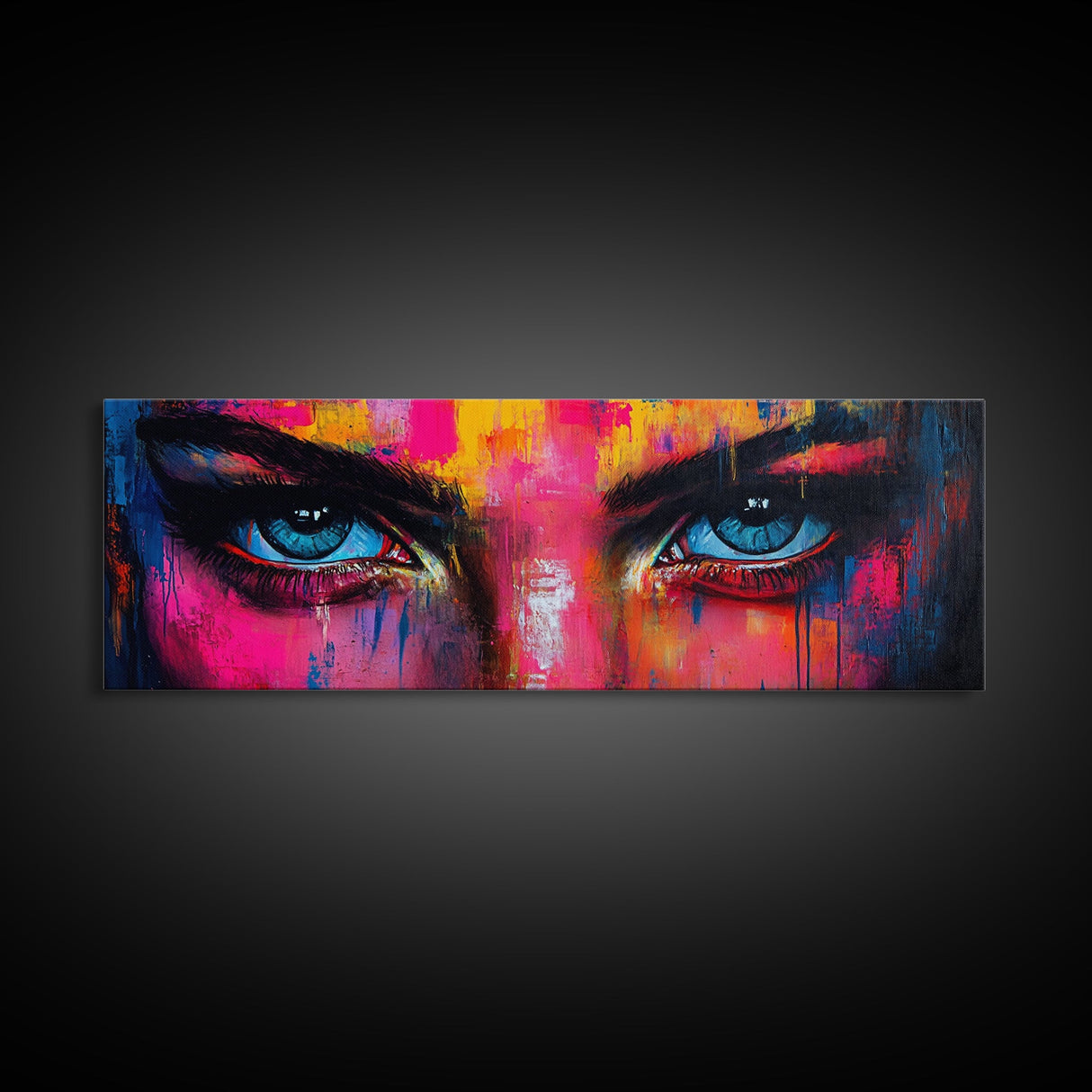 Vibrant Eyes Abstract Canvas Print, Modern Whimsical Wall Art, Colorful Art Gift Idea Bedroom Boho Artistic Expression Decor