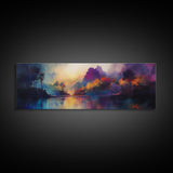 Dreamy Canvas Print Fall Landscape Art Mountain Mist Moody Panoramic Rustic Above Couch Extra Wide Wall Art Bedroom Decor