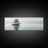 Zen Inspired Framed Canvas Print Minimalist Art Stacked Stones Calming Wabi Sabi Style Living Room Decor Neutral Wall Art