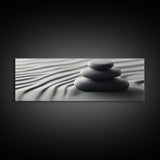 Coastal Harmony Framed Canvas Print Tranquil Pebbles Zen Reflection Nautical Decor Above Couch Living Room Wall Art