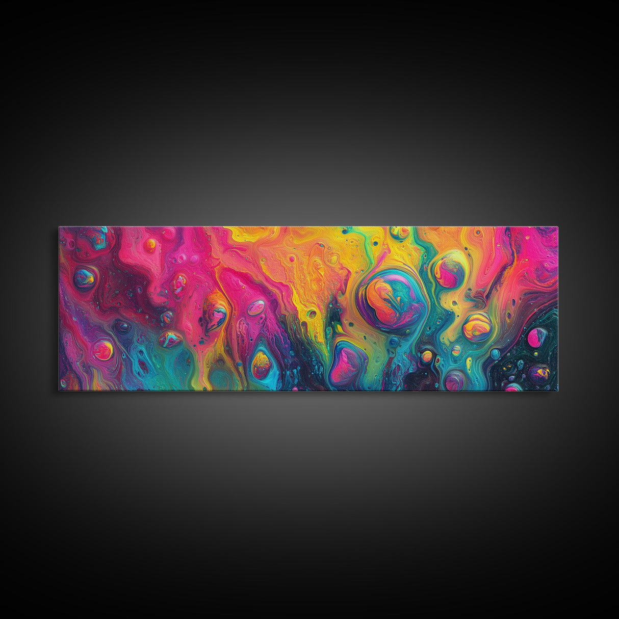 Abstract Swirl Framed Canvas Print Vibrant Colors Whimsical Art Modern Painting Lively Wall Art Guest Room Decor