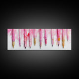 Abstract Pink Pens Framed Canvas Print - Whimsical Art, Light Pink Dorm Wall Decor, Vertical Art Gift Idea, Unique Living Room Canvas Print