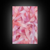 Abstract Pink Ribbon Canvas Print in Soft Light Pink Shades Minimalist Living Room Art Wabi Sabi Wall Art Perfect Gift Idea