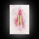 Radiant Pink Lipstick Canvas Print | Feminine Wall Art | Makeup Lover Decor | Modern Minimalist Art | Bathroom Accent | Gift Idea Her