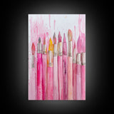 Painterly Brushes Canvas Print Pink Abstract Art Whimsical Art Rustic Decor Minimalist Dorm Wall Art Gift Idea Art Nouveau