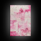 Romantic Calligraphy Art Framed Canvas Print Pink Abstract Wall Art Wabi Sabi Inspired Living Room Decor Moody Aesthetic