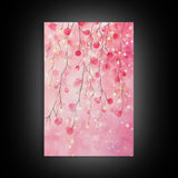 Cherry Blossom Lights Canvas Print Romantic Bedroom Art Cherry Wall Art Light Pink Wall Art Living Room Art Boho Home Decor