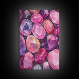 Gemstone Painting Canvas Print Vibrant Abstract Art Geometric Wall Art Pink Orange Wall Art Living Room Decor Modern Aesthetic