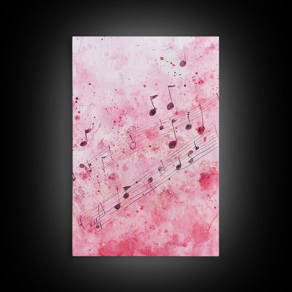 Pink Musical Notes Canvas Print, Whimsical Art, Music Lover Gift, Pink Wall Art for Dorm, Light Pink Wall Art, Artistic Decor, Living Room Art