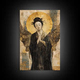 Ethereal Angel Framed Canvas Print Dark Angels Wall Art Goddess Art Print Rustic Wall Art Sacred Geometry Art Spiritual Decor Bedroom Art