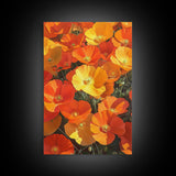 Vibrant Poppy Canvas Print with California Wildflower Art, Bright Floral Rustic Decor, Farmhouse Nature Landscape for Living Room