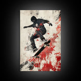 Energetic Skater Canvas Print with Urban Graffiti Wall Art and Bold Street Style Decor, Perfect for Living Room Accent Walls