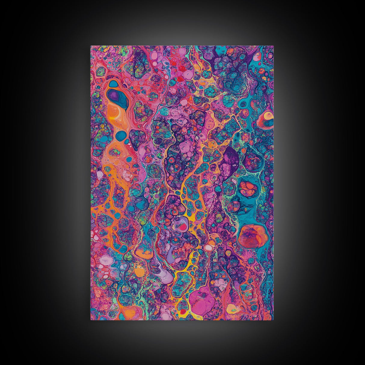 Psychedelic Swirls Abstract Framed Canvas Print Colorful Moody Art Sacred Geometry Wall Art Living Room Boho Decor
