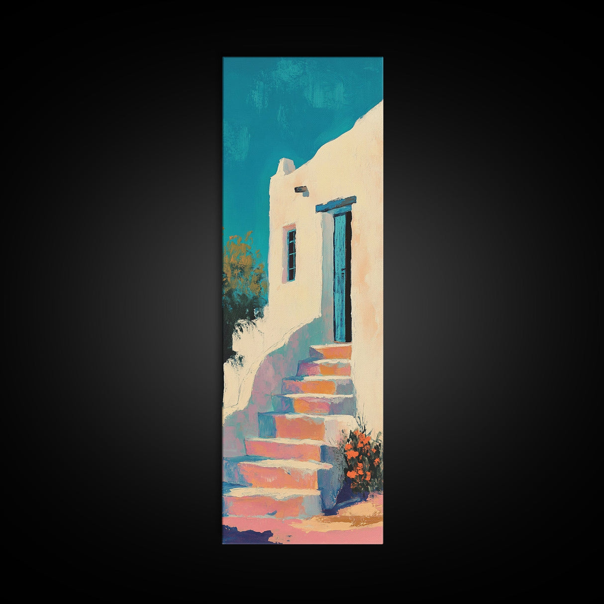 Mediterranean, Rustic, Canvas Print, coastal landscape art, farmhouse art, above couch art, wabi sabi art, southwest wall art,gift idea