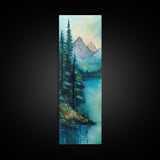 Landscape  Lake, nature oil painting, framed canvas print, landscape painting, lake Tahoe art, moody art, tall narrow art