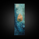 Golden Leaf, botanical prints, wabi sabi wall art, nature inspired art, minimalist art, teal wall art, Canvas Print
