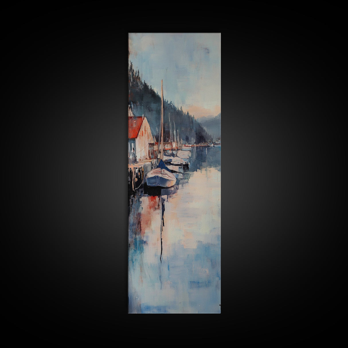 Harbor Boats, Nantucket painting, seascape painting, lake Tahoe art, rustic wall art, gift idea for her, Canvas Print, living room art