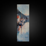 Harbor Boats, Nantucket painting, seascape painting, lake Tahoe art, rustic wall art, gift idea for her, Canvas Print, living room art