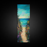 Beach Path, Coastal Landscape Art, Seascape Painting, Coastal Wall Art, Nautical Decor, Extra Wide Art, Framed Canvas Print