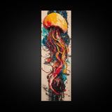 Jellyfish Painting, Ocean Art, Moody Art, Nautical Decor, Coastal Cowgirl Wall Art, Christmas, Framed Canvas Print, Bedroom Art
