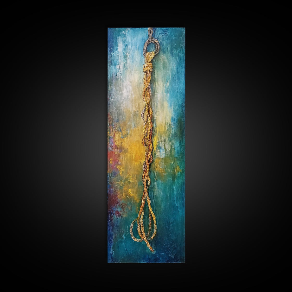 Nautical Rope, Coastal Decor, Rustic Wall Art, Nautical Painting, Wabi Sabi Art, Framed Canvas Print, Bedroom Art, Gift Idea