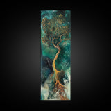 Oak tree art, mystical tree, moody art, green wall art, zen wall art, framed canvas print, nature-inspired, wabi sabi art, gift idea