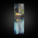 Forest Reflection, Moody Art, Landscape Painting, Pine Tree Art, Wabi Sabi Art, Smoky Mountain Art, Framed Canvas Print, Rustic Wall Art