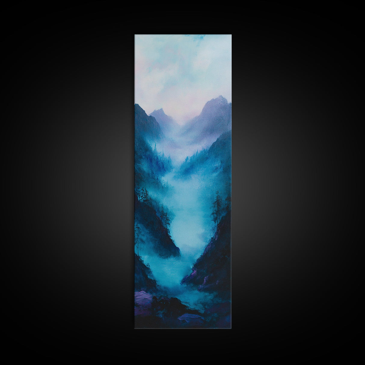 Moody Art, Canvas Print, forest at dusk painting, pine tree art, smoky mountain art, rustic wall art, bedroom art, above bed wall art