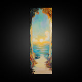 Sunset Cove, coastal painting, ocean view, seascape painting, nautical decor, coastal wall art, Framed Canvas Print