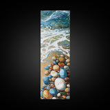 Pebble Beach Art, coastal painting, framed canvas print, beach house decor, nautical wall art, blue and green wall art