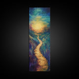 Golden Pathway, landscape painting, sunset painting, nature wall art, panoramic painting, scenic artwork, fall painting, Canvas Print