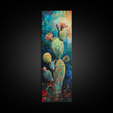 Blooming Cactus, agave painting, desert painting, southwest wall art, botanical prints, rustic wall art, floral artwork, Canvas Print