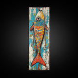 Koi fish painting, colorful fish art, nautical decor, rustic art, coastal cowgirl wall art, tall narrow art, canvas print