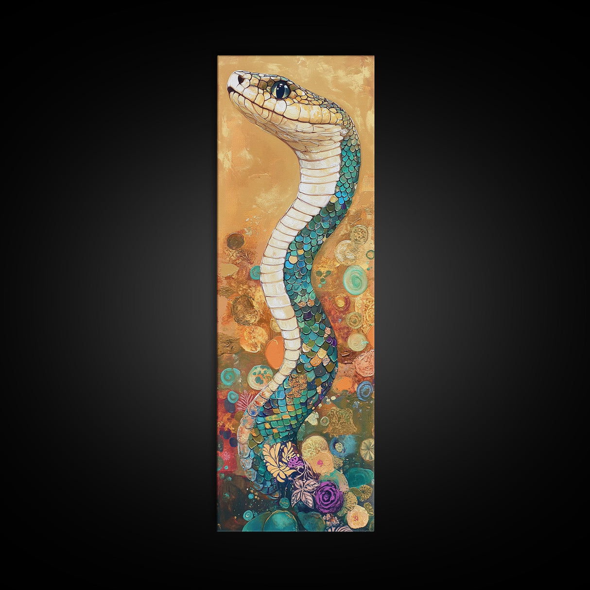 Serpent Art, Mosaic Wall Art, Wild Nature Art, Geometric Wall Art, Boho Art, Living Room Art, Unique Gift Idea, Canvas Print