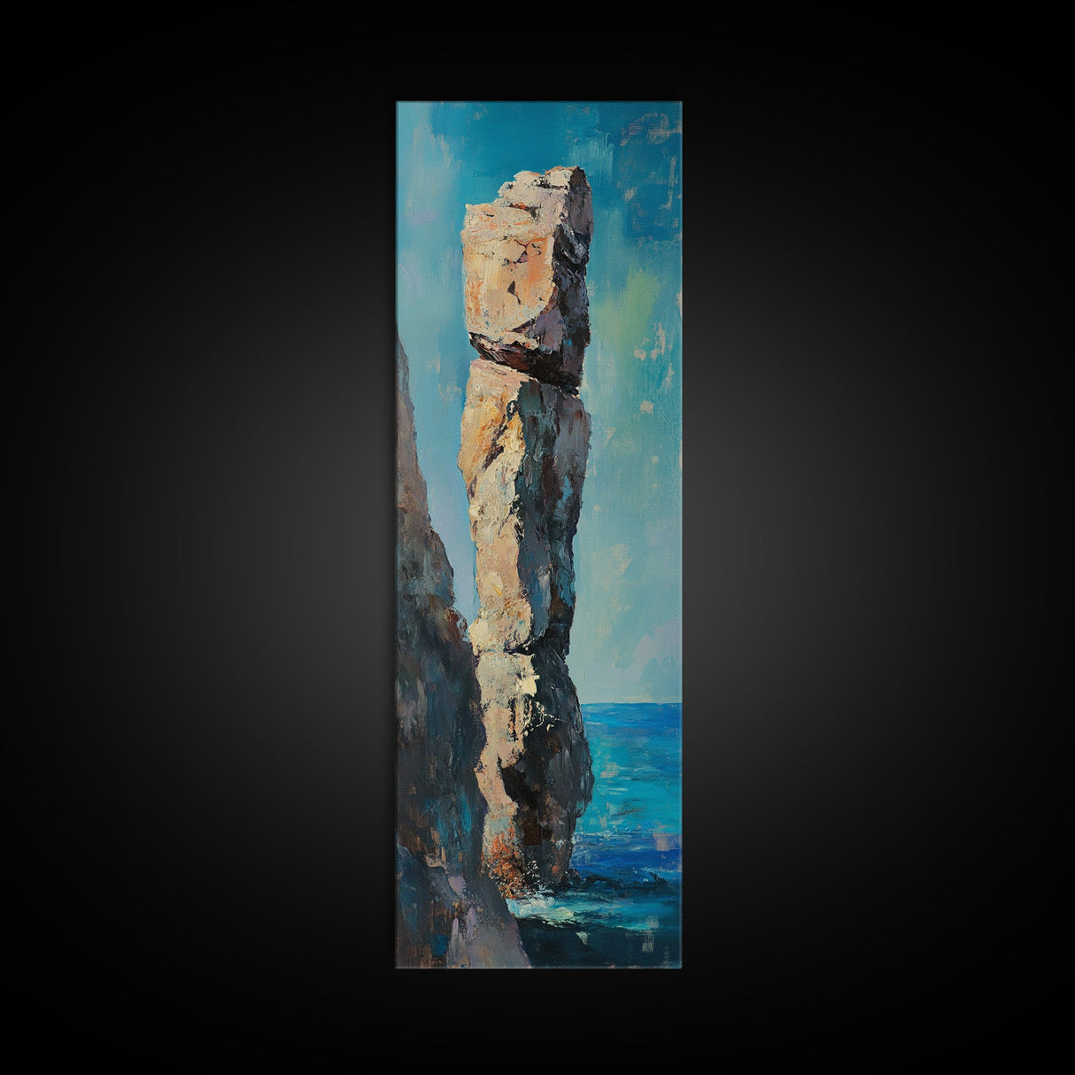 Coastal Rock, painting morro bay, nautical painting, framed canvas print, rustic decor, coastal wall art, above sofa art